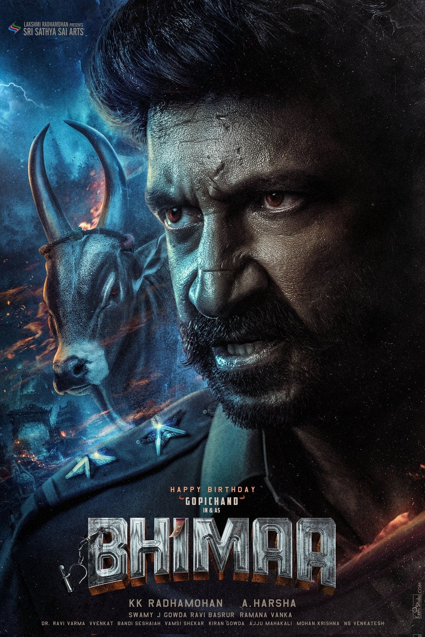 Bhimaa Hindi Dubbed Movie Poster (2024)